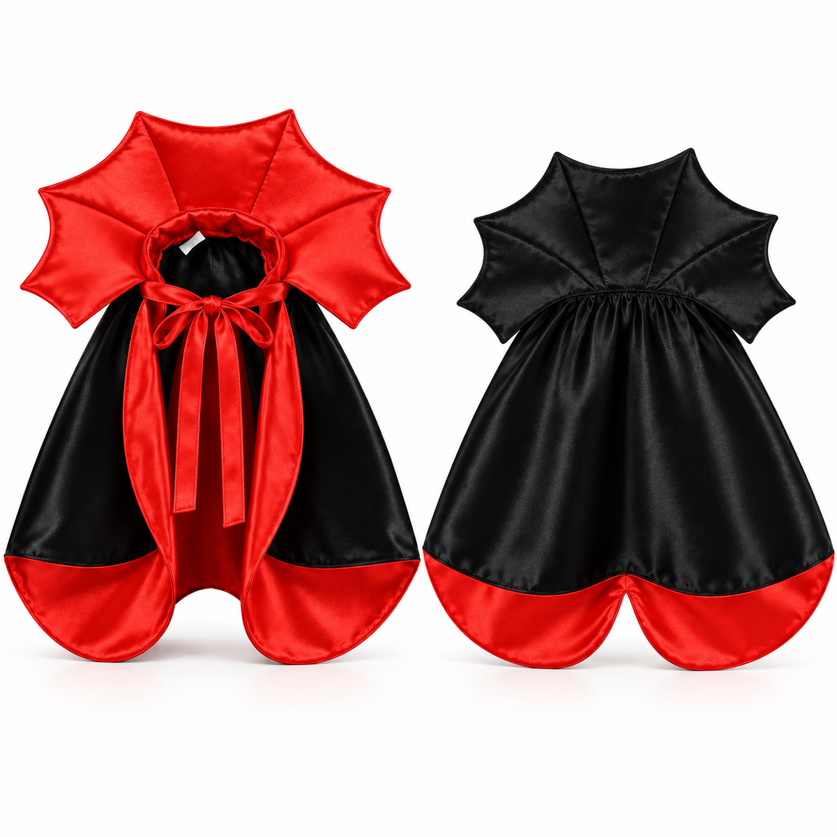 Dracula cape costume front and back view
